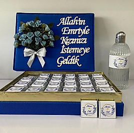 KİŞİYE ÖZEL KADİFE KUTULU KIZ İSTEME ÇİKOLATASI & EYÜP SABRİ TUNCER KOLONYALI SET