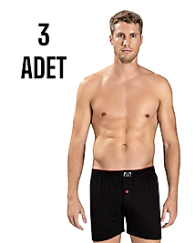 Gümüş Erkek Penye Boxer Şort Siyah 3 Lü Paket