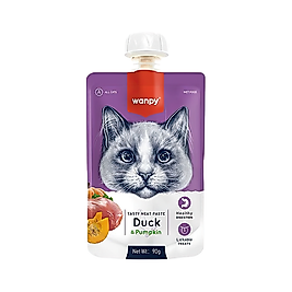 Wanpy Taze Ördek Etli ve Balkabaklı Kedi Et Ezmesi (90 g)
