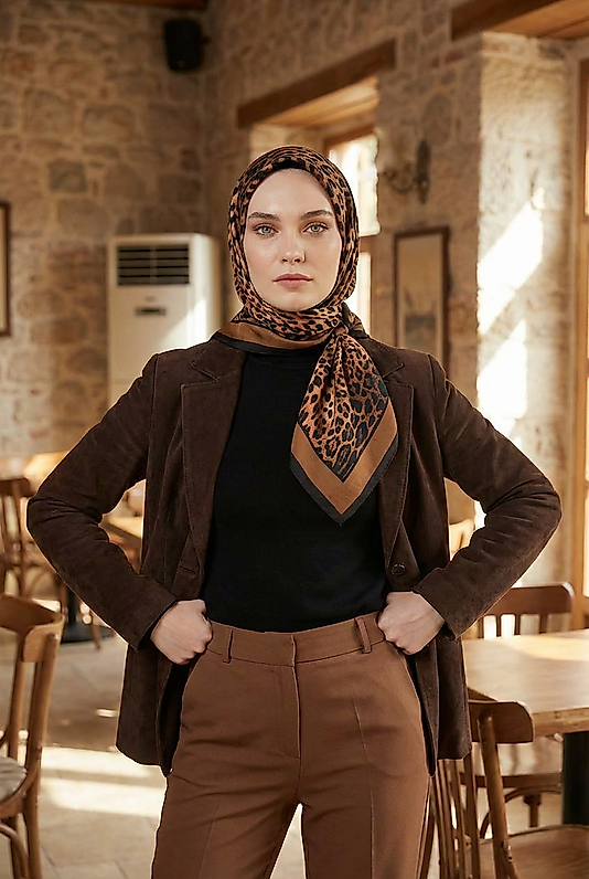 Spring Eşarp Leopar Yeni Desen