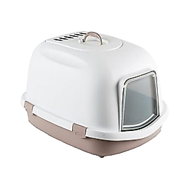 Stefanplast Super Queen Kapalı Pembe Beyaz Kedi Tuvaleti (55 x 75 x 47 cm)