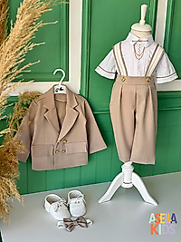 Erkek Çocuk Bej Salopet Takım - Ceketli Model