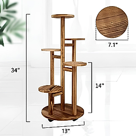 MDF MODERN 5Lİ KASNAKLI TEKERLİ ÇİÇEK STANTI