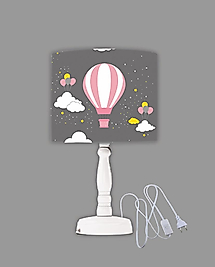 Minibabyrooms Pembe Uçan Balon Desenli Ahşap Oyma Ayak Abajur