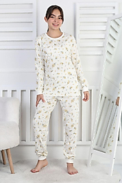 Yaprak Desenli Kız Çocuk Pijama Takımı 51512