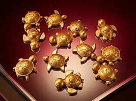 ( 12 X ADET ) 1 SET CONCEPT TURTLE FAMILY SEHPA & TV ÜNİTESİ SÜSÜ GOLD COLOUR