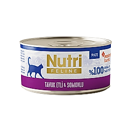 Nutri Feline Tavuk Etli ve Somonlu Tahılsız Konserve Yetişkin Kedi Maması (70 g)
