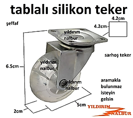 SİLİKON TEKERLEK 5CM ŞEFFAF TEKER SEHPA TEKERİ YÜK TEKERİ TABLALI