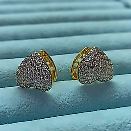 Çelik Gold/Silver Taşlı Ters 🤍 Küçük Küpe