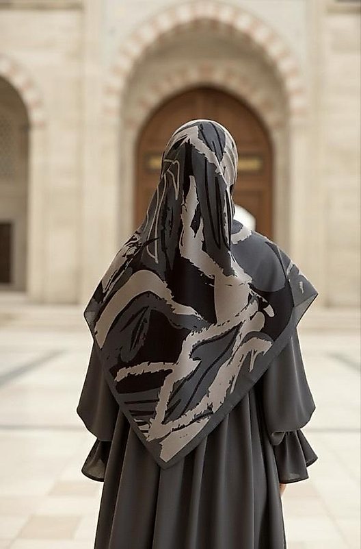 Amine Desen Büyük Boy Pamuklu Soft Eşarp Füme