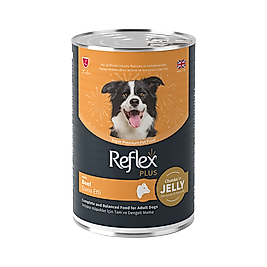 Reflex Plus Jöle İçinde Et Parçacıklı ve Dana Etli Yetişkin Köpek Maması (400 g)