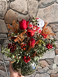 Fanusta Kokina Aranjmanı (Tarçın, portakal ve çeşitli yılbaşı aksesurları ile)