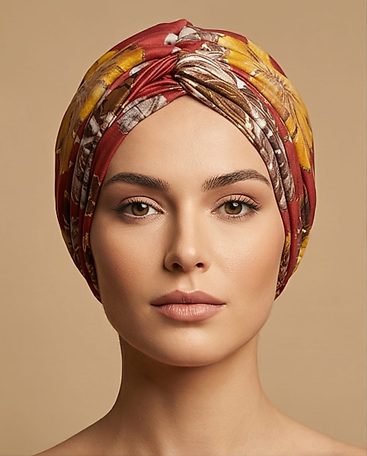 önü dügümlü desenli yaldızlı bone