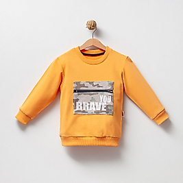 Erkek Bebek Fermuar Detaylı Sweat Hardal