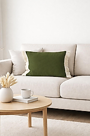 Püsküllü Kırlent Kılıfı Yeşil