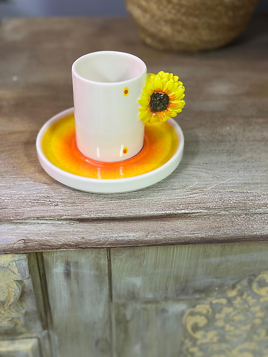 Ayçiçeği Temalı Kahve Fincanı