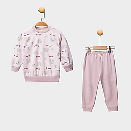 Kız Çocuk Gökkuşağı Desenli Pijama Takımı