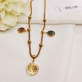 ÇELİK GOLD TAŞLI  HAYAT AĞAÇLI  KARARMAZ PAZLANMAZ 45+5 CM KOLYE