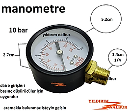 SU BASINÇ SAATİ BAR SAATİ 1/4 MANOMETRE TANZİK DÜŞÜRÜCÜ SAATİ 10 BAR