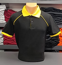 Yakalı T-Shirt Pamuk Penye 1.Kalite Kumaş Siyah ve Sarı Renk