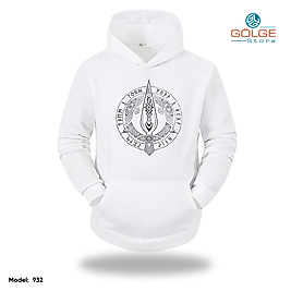 Viking Sembol Görselli Slimfit Kapüşönlu Hoodie Erkek kadın Sweatshirt