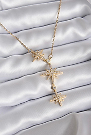 Çelik 316 L Kararmaz Sallantılı Kuzey Yıldızı Şık Tasarım Zirkon Taşlı  45+5 cm Kadın Kolye