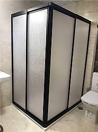 100cm x 125cm Siyah Profil Köşeden Girişli Mika Duşakabin