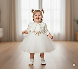 6 - 18 Aylık Kız Bebek Abiye Elbise ve Bolero (Mevlüt Elbisesi)