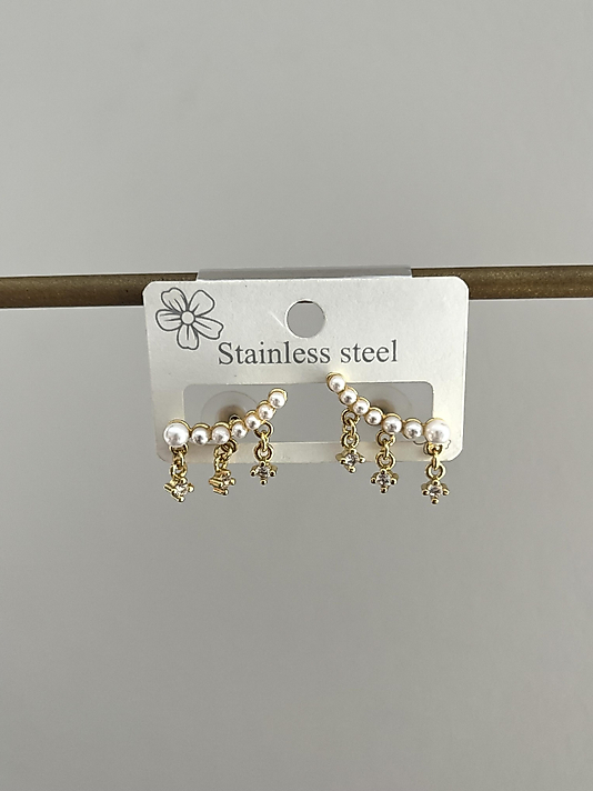 Çelşk İnci Serisi Sallantılı Küpe