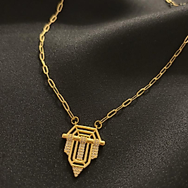Serenay Geometrik Model Gold Çelik Kolye-60 cm