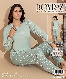 Boyraz 20650 Uzun Kol Milan Kumaş Pijama Takımı