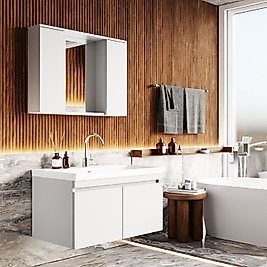 80 cm Beyaz Banyo Dolabı