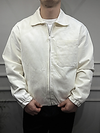 Gabardin Kumaş Bomber Mont - Beyaz