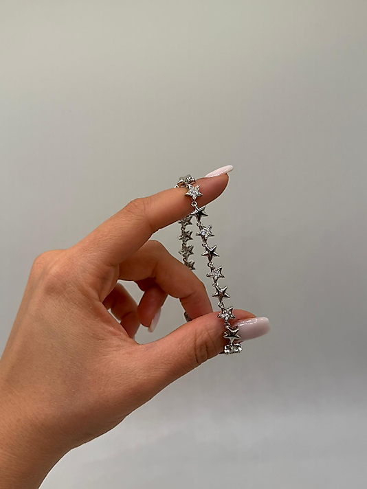 XUPİNG Yıldız Detaylı Zirkon Taşlı VIP Çelik Bileklik – Gümüş Renk