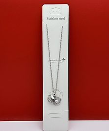 İncili midye figürlü çelik kolye silver