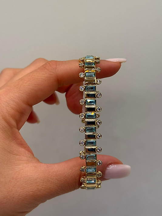 Mavi Baget Taşlı Xuping VIP Çelik 14K Altın Renk Kadın Bileklik