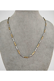 Gri Altın Renk 4 mm 60 cm Çelik Kolye