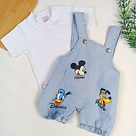 Mickey Kısa Kot Salopet Takım