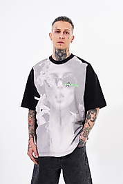 Finction Smoke Bisiklet Yaka Oversize Tişört