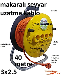 MAKARALI KABLO 3X2.5-40METRE UZATMA GRUP PRİZ SEYYAR KABLO KALIN SİLİKONLU