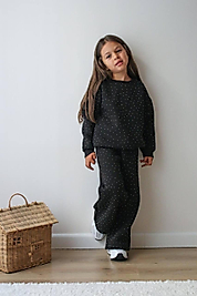 Siyah parlak taşlı eşofman takımı