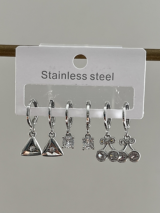 Çelik 6’lı Silver Kiraz Küpe