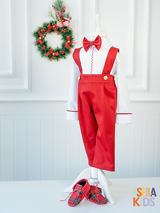 Erkek Çocuk Kırmızı Renk Salopet Takım