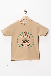 Kız Çocuk Kısa Kollu Bisiklet Yaka "Hz Aişe" Baskılı Tişört Mevsimlik Pamuklu