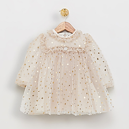 Kız Çocuk 2-5 Yaş Yıldız Desen Astarlı Tül Elbise