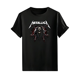 Rock and Roll & Metallica Tarzı Baskılı Oversize Unisex Tişört
