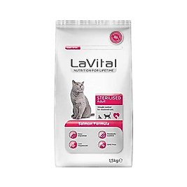 LaVital Kilo Kontrolü İçin Somon Balıklı Kısır Kedi Maması (1,5 kg)