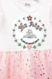 Kız Çocuk Tüllü "Hz Aişe" Baskılı Elbise