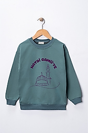 Kız Çocuk  "Haydi Camiye"   Baskılı Pamuklu Sweat