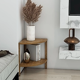 Zümrüt Üçgen 2 Raflı Ahşap Sehpa / Dekoratif Raf / Çok Amaçlı Kullanım ( Atlantik Çam )